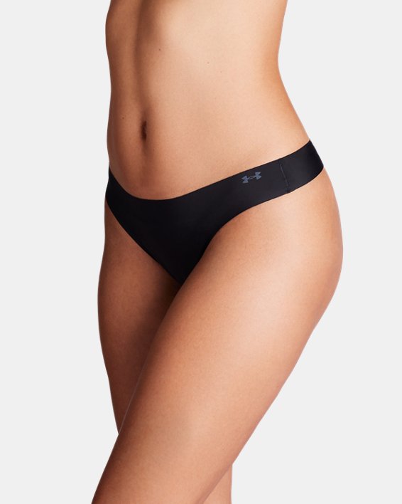 Women's UA Pure Stretch 3-Pack No Show Thong in Black image number 2